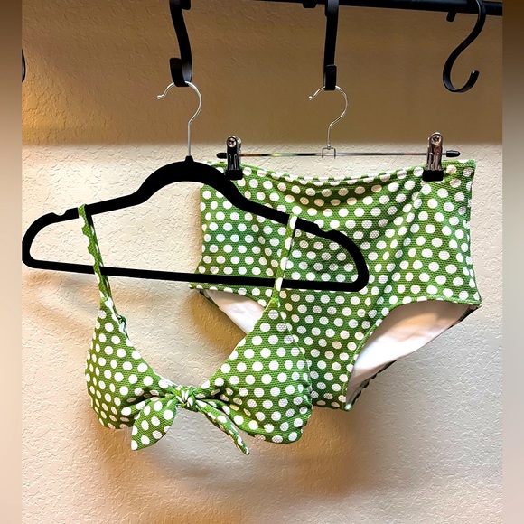 aerie Other - Aerie Green Polka Dot Bikini Set, Size M